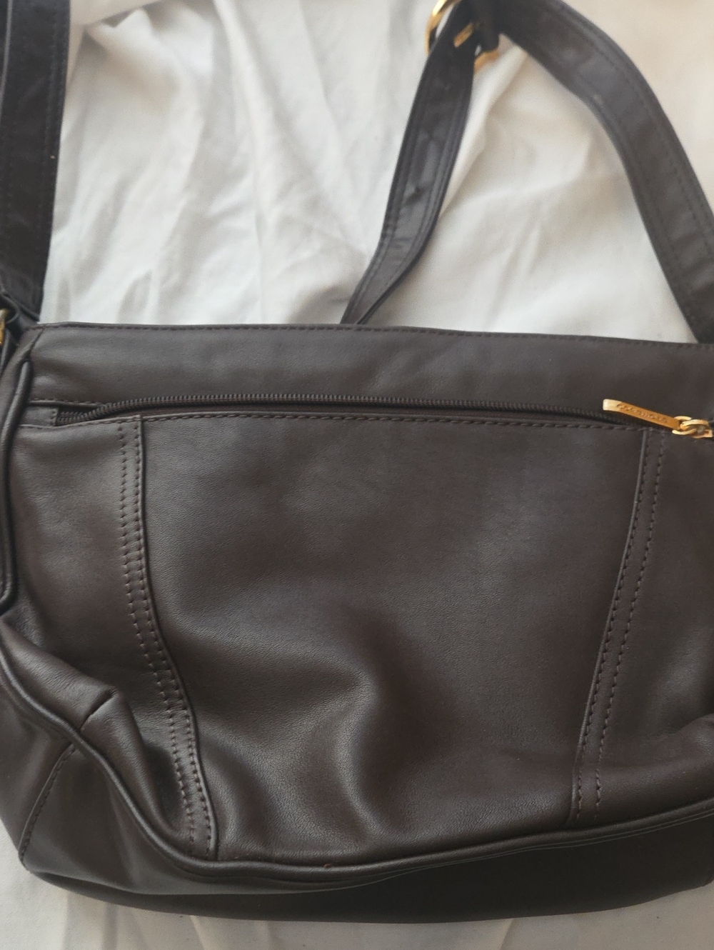 Stone & Co. Dark Brown Leather Crossbody Bag with Gold Hardware - Picture 3 of 3